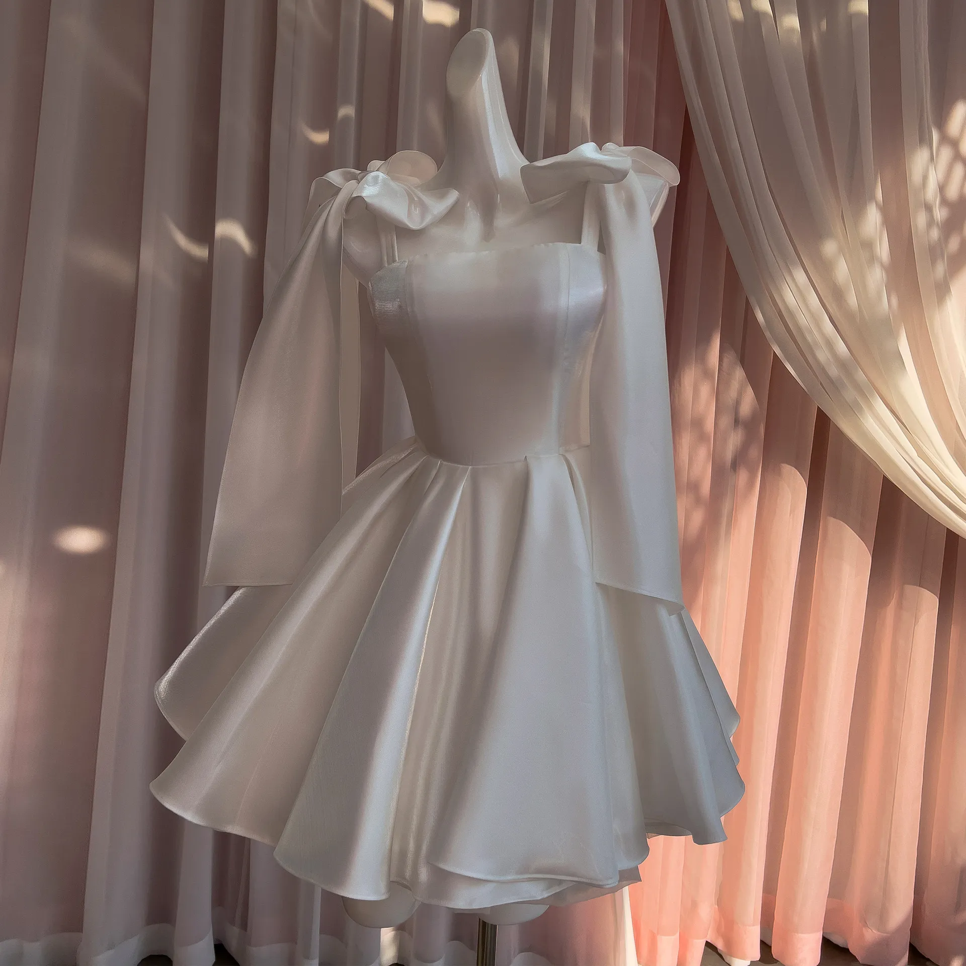 French retro bow top dress, fluffy skirt, suspender dress, birthday party evening dress 68404