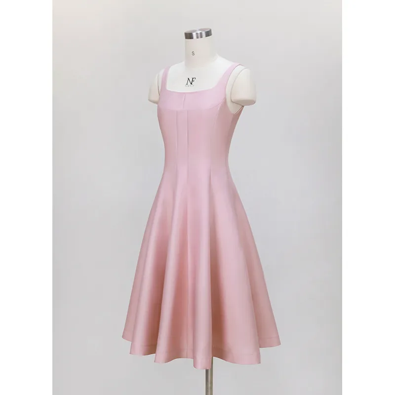 Yi Ge Li La Pink Sleeveless Short Girl Style Dress for Daily Dresses for Women 67418