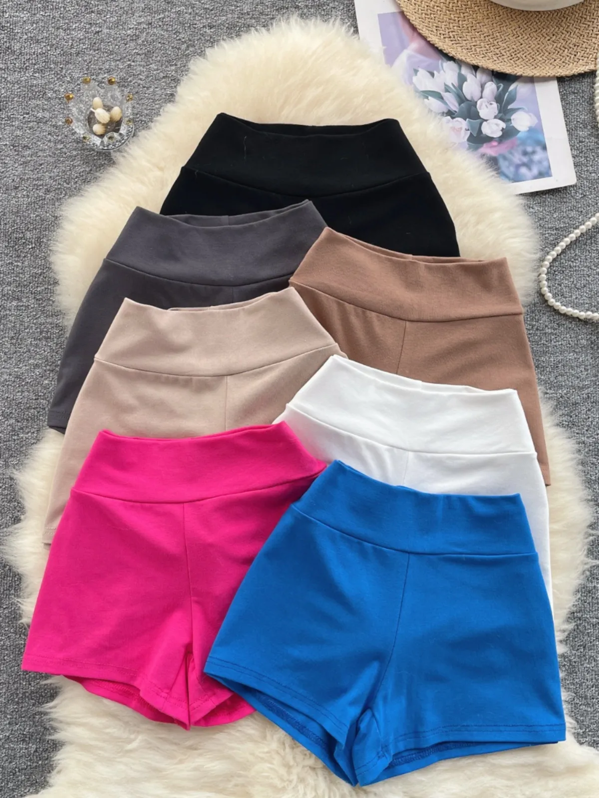 Summer New Elastic Slim Fit Versatile Casual Shorts for Women's Outwear Running Sports Show Body Yoga Pants Honey Peach Pants
