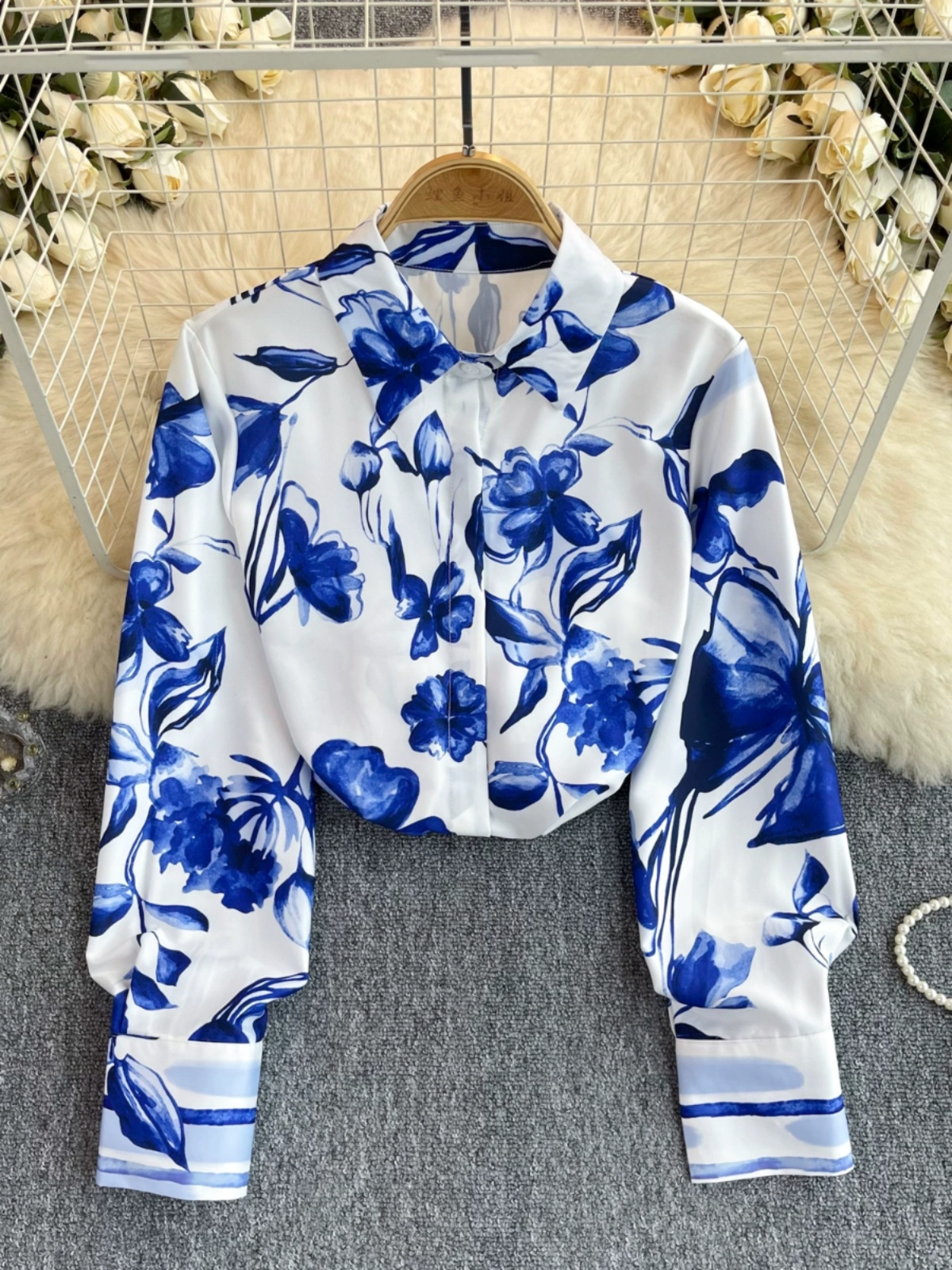 European Fashion Shirt for Women 2024 New High end, Loose and Slim Appearance, Versatile Style, Single breasted Printed Shirt Trend