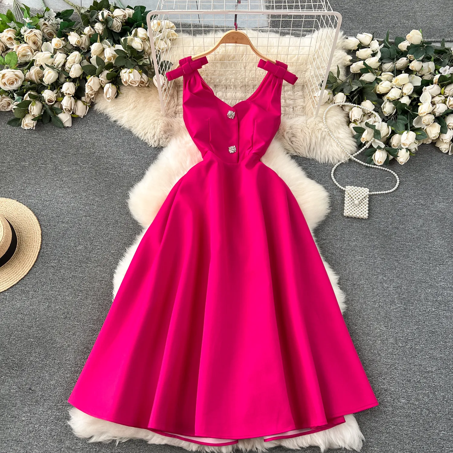 Light Luxury Celebrity Banquet Luxury Sense Palace Style Dress Elegance V-neck Waist Slimming High end Exquisite Dress