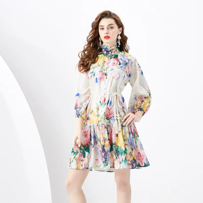 Fanhua Series French Retro Small Dress, Celebrity High end Dress, Bubble Sleeves, Slim Fit, Short Style, and Elegant Dress
